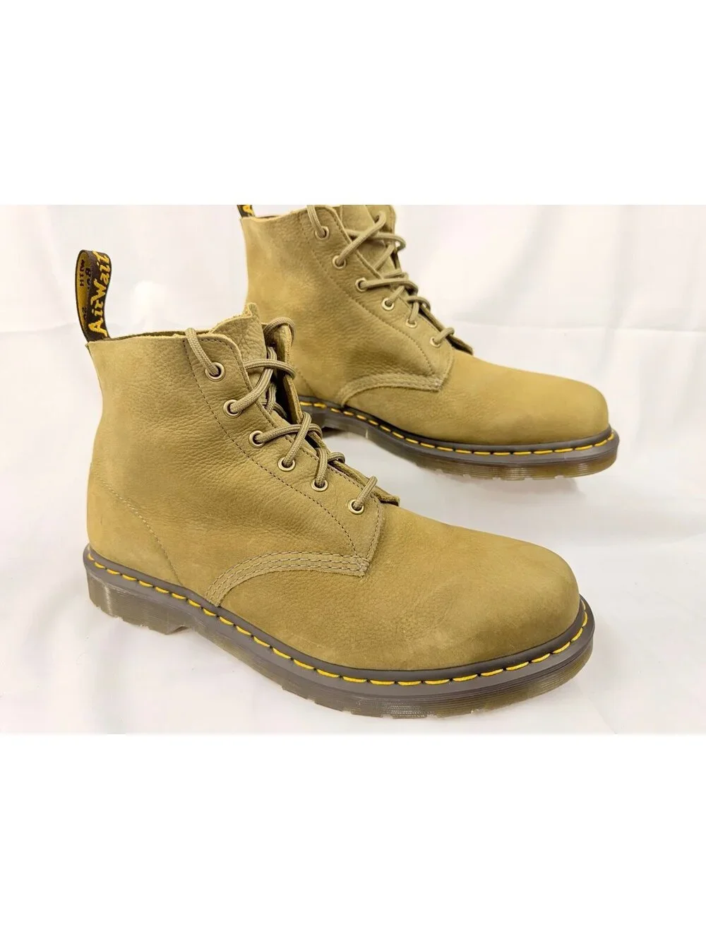 Dr. Martens Men Size 12 Olive  Green Leather Suede Ankle Boots Docs